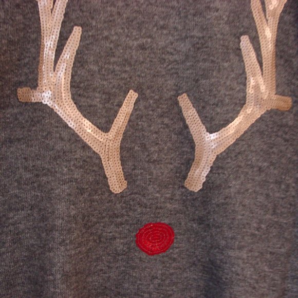 Love & Legend Rudolph Reindeer Gray Sequin Christmas Sweater Plus Size 1X - Picture 11 of 16